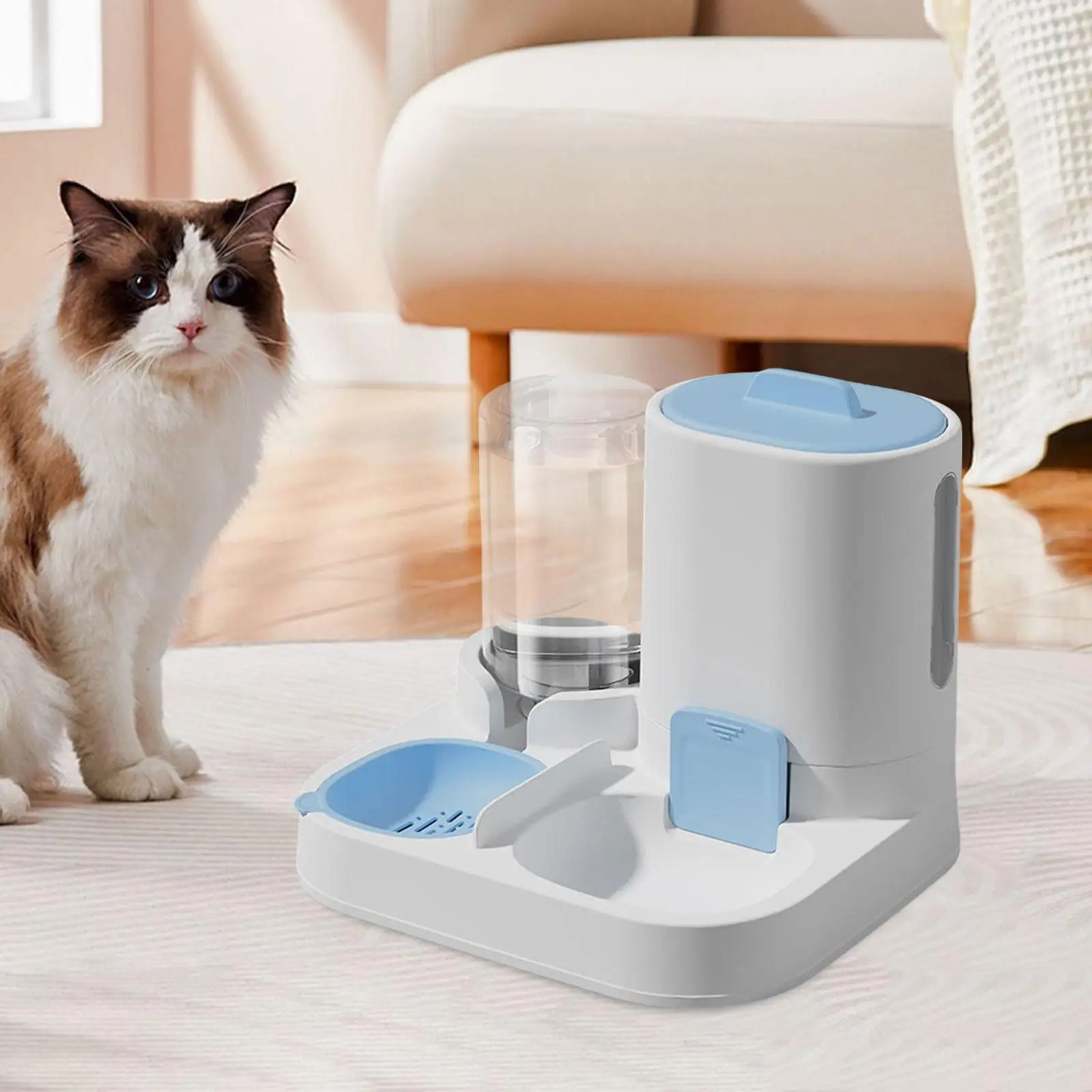 Automatic Pet Feeder Waterer, Pet Bowl Compact Feeding Station Cat Dog Feeder Water Dispenser Automatic Pet Feeder Waterer, Pet Bowl Compact Feeding Station Cat Dog Feeder Water Dispenser
