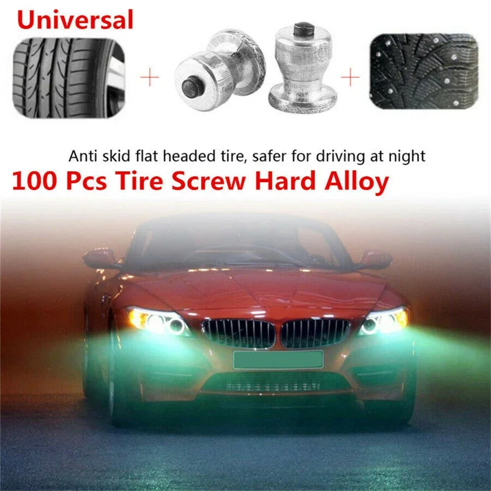 100Pcs Aluminum Tire Studs Screw-In Wheel Tire Snow Spikes For Cycling Fat Bike Mount Tyre Snow Studs