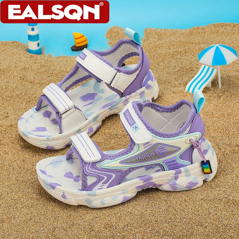 4 가지 색상 통기성 어린이 샌들 소년 소녀 경량 소프트 솔 여름 해변 신발 캐주얼 편안한 플랫 워킹 샌들