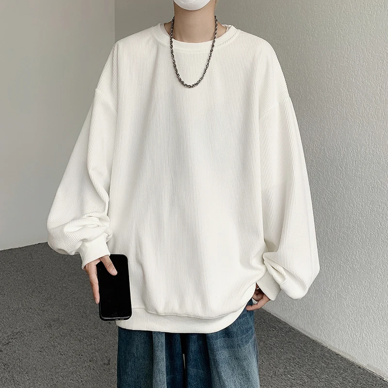 

2024 Men Spring Autumn New Casual Sweatshirts Male Hoodies Pullover Streetwear Tops Men Fashion Solid Color Loose Tops P617