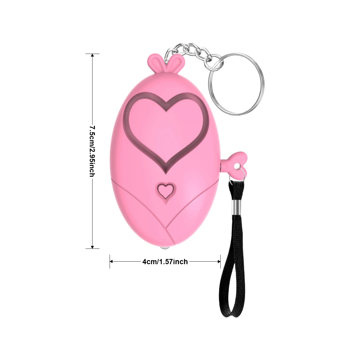 Heart-Shaped Personal Safety Alarm Keychain with LED Lights