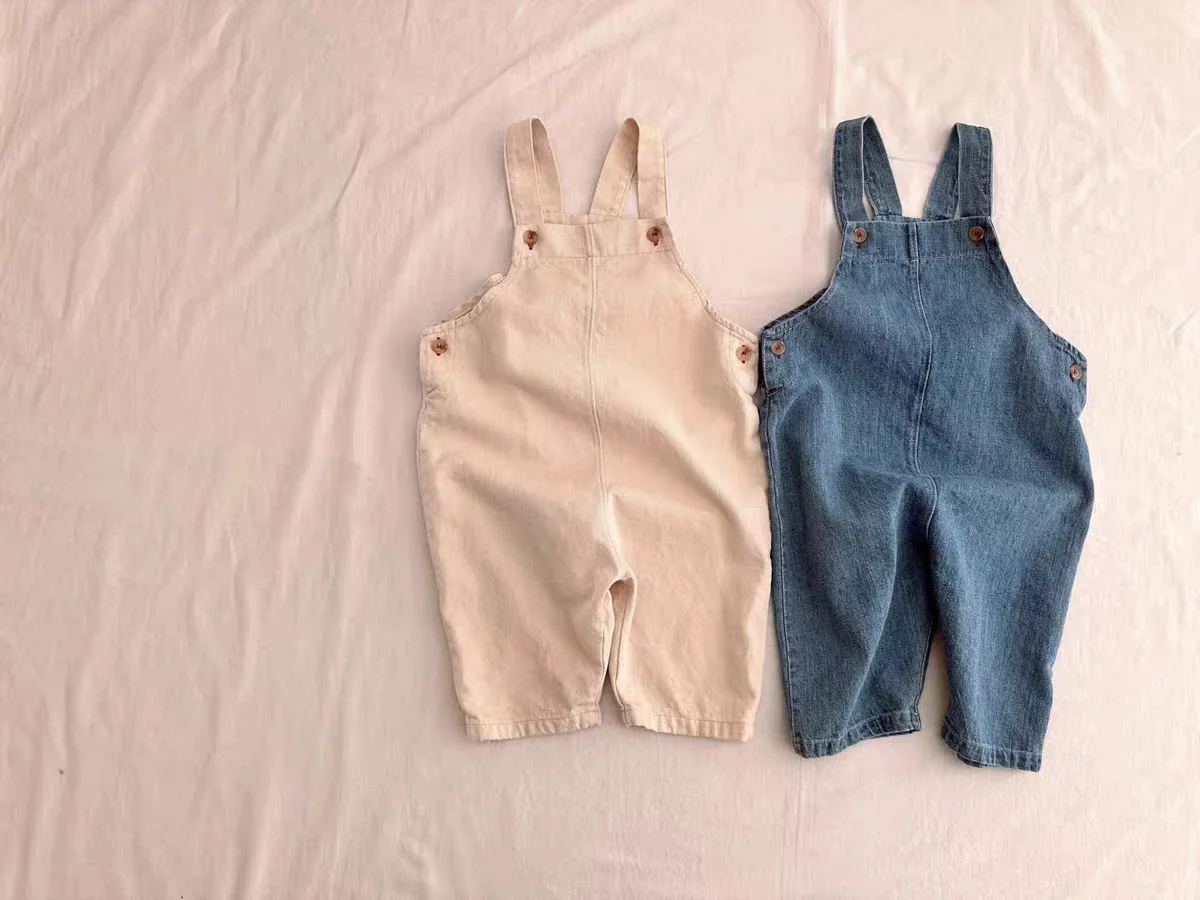 Korean Version Ins Denim Overalls for Boys and Girls, Spring and Autumn s for Children, Loose Denim Trendy Pants