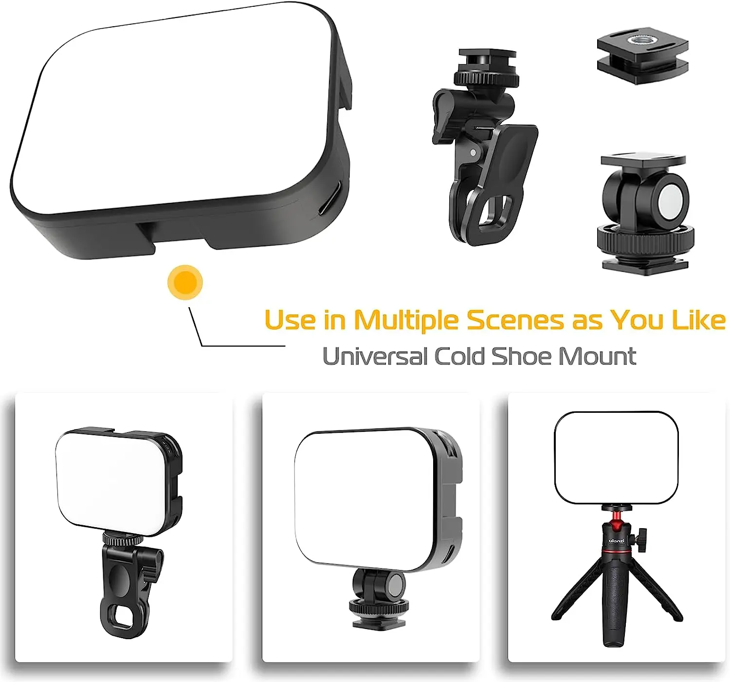 Ulanzi-dimmable Led Selfie Painel de Luz Bi-color Clip Telefone Laptop Tablet Computador Câmera Vl100x 25006500k - Image 4