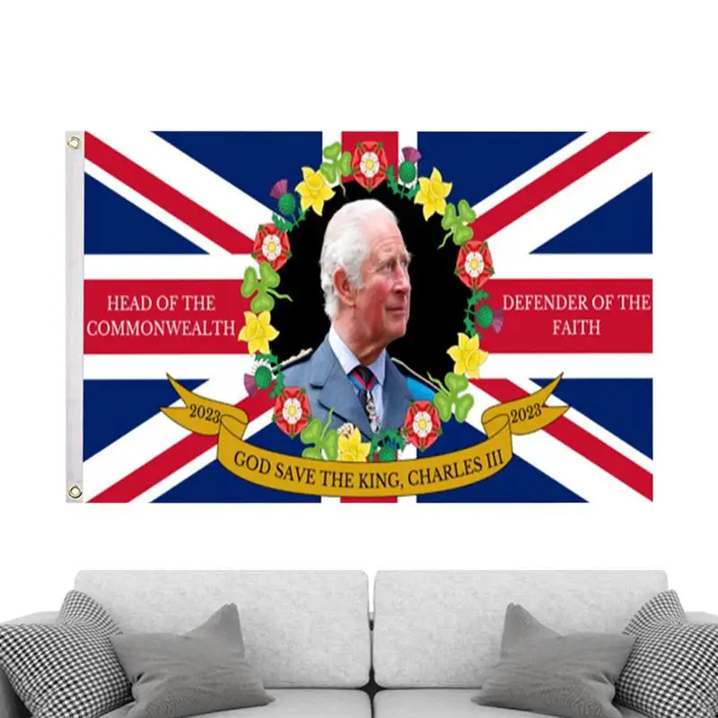 

Charles III New King Flag British King Enthroned Flag Durable And Fade-Resistant Large Enthroned Flag To Celebrate King's