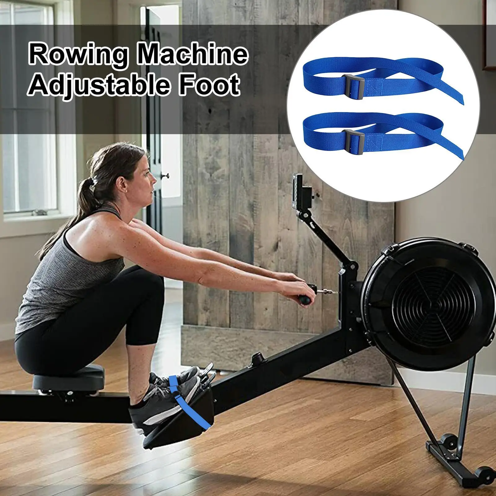 2Pcs Rowing Machine Feet Straps Leg Training Reusable Easy to Install Multipurpose Adjustable Gym Home Replacement Equipment