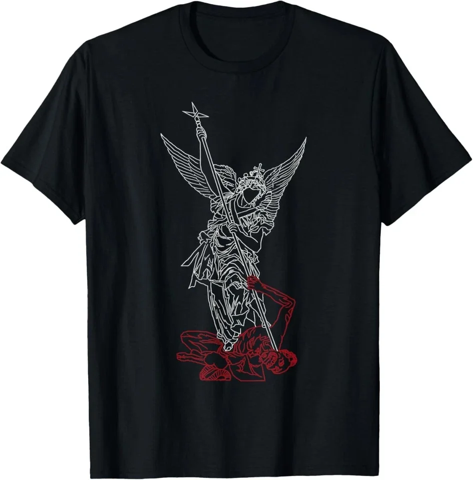 Saint Michael The Archangel Grafik-T-Shirt, lustiges Herren-Baumwoll-T-Shirt für Damen, Sommer, übergroß, Neuheit, Streetwear, Harajuku, O-Ausschnitt