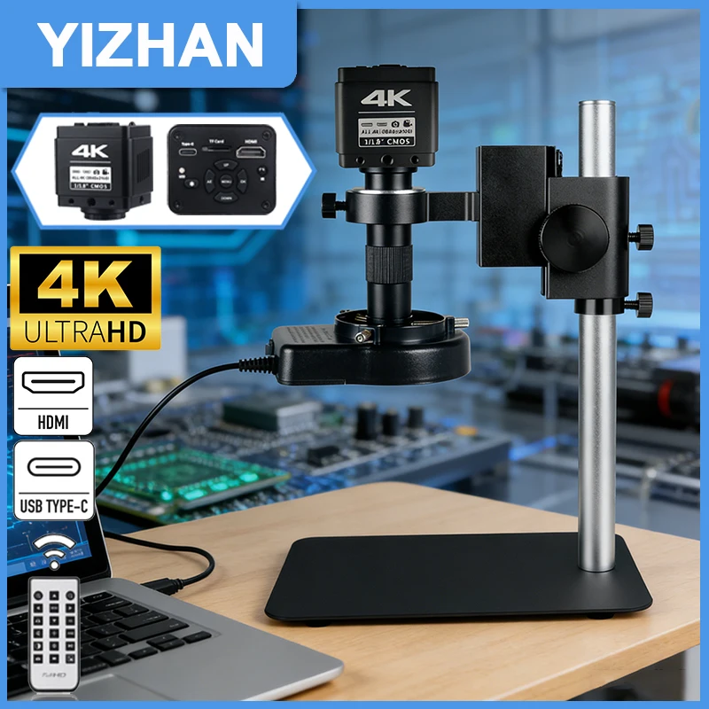 YIZHAN 150X 조절식 디지털 현미경, 납땜용 ULTRA HD 4K 1080P 60FPS 카메라, 비교 촬영 가능, 수리용 현미경