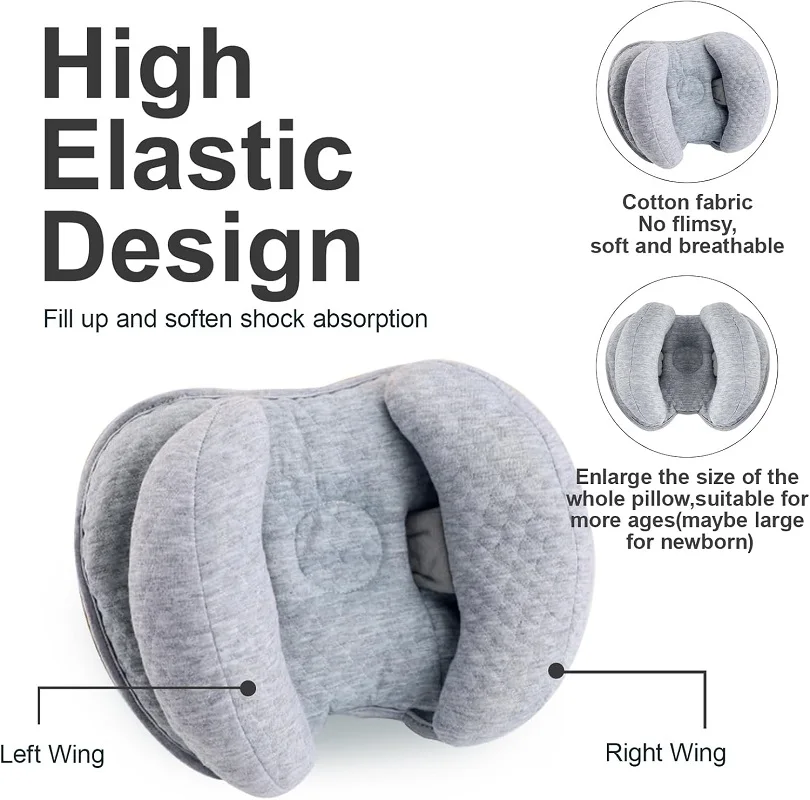 Baby Head Neck Support Pillow Upgraded Baby Support Pillow Baby Travel Pillow for Stroller Car Seat Neck Protection for Newborn 4