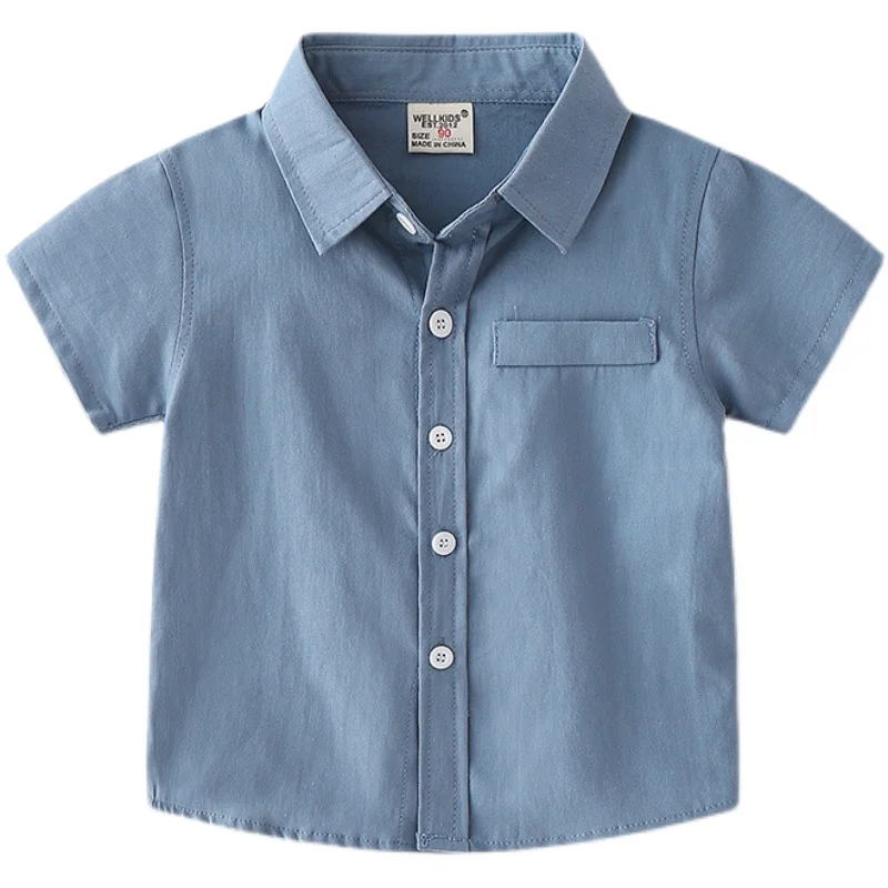 아동용 반팔 셔츠 얇은 면 여름 신상 남아 단색 상의 유행 캐주얼 니트 통기성 좋은 피부 친화적