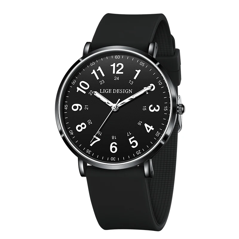 LIGE Women's Luxury Quartz Waterproof Wristwatch with Silicone Strap