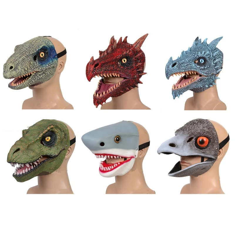 Máscara de dinosaurio inspirada por películas, con textura realista de  mandíbula abierta y aberturas de ojos y nariz de colores y correas seguras,  regalo| | - AliExpress