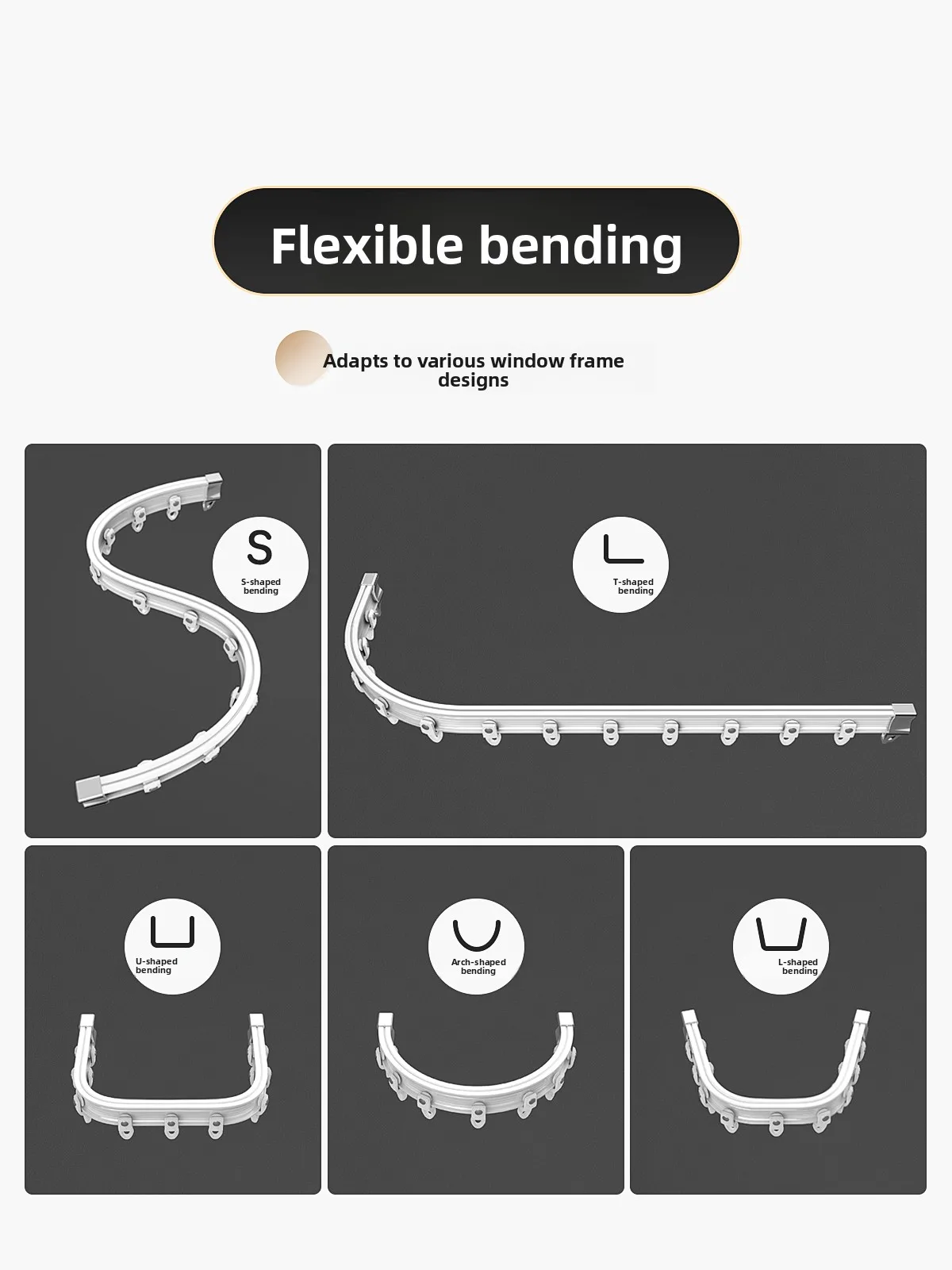 Curved Soft Tra Curtain Rail Sliding Hooks Balcony Bed Curtain Window  U-ape L-ape Sliding Tra Home Decor Acco...