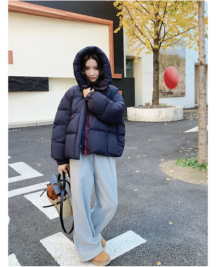 Jacket Korean Thickened Puff Feather Cotton Jacket Women Winter New Loose Warm Fashion Zipper Hooded