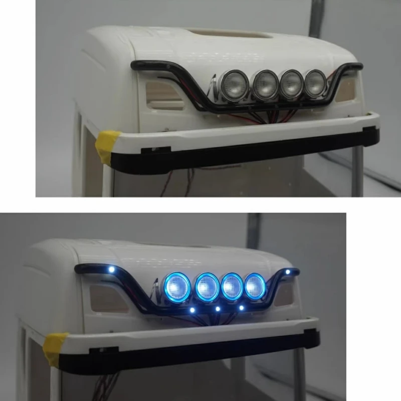 Roof Sun Visor Lamp Front Dome LED Light for Tamiya 1/14 RC Truck Scania 770s Actros Volvo Tractor RC Trailer LESU Tamiya Parts 6