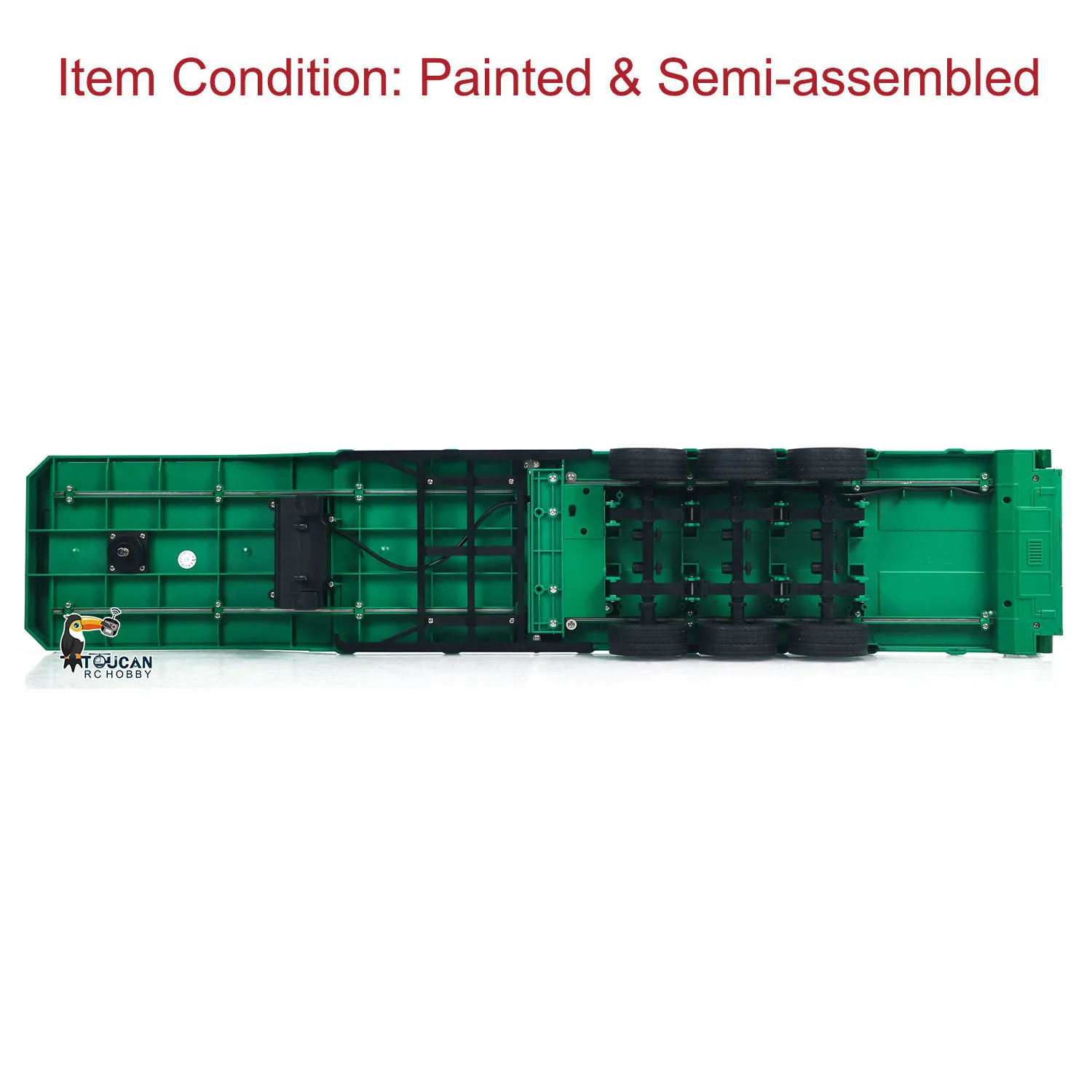 1/18 HUINA Kunststoff-Flachbett-Handanhänger 1502 für ferngesteuerten Traktor-LKW 1501, elektrische Stützbeine, Batterie, kein Licht – Detail 18