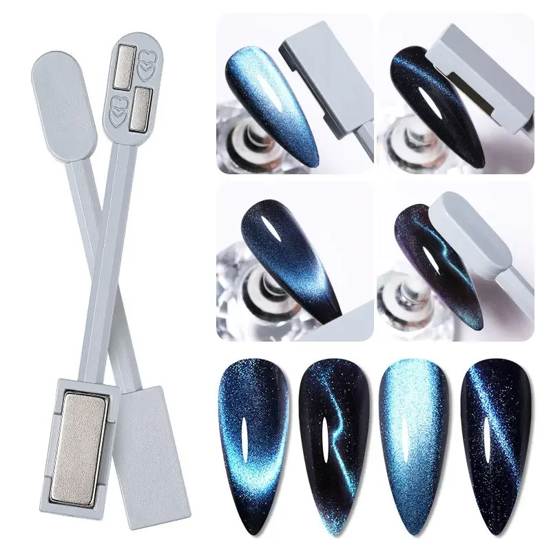 Nail Magnet Double Head Powerful Cat's Eye Magnet Nail Art 3D Magic Cat's Eye Glue Enhancement Tool for Lightning Pattern cat eye nail tool magnetic nail art tools magnetic nail tools