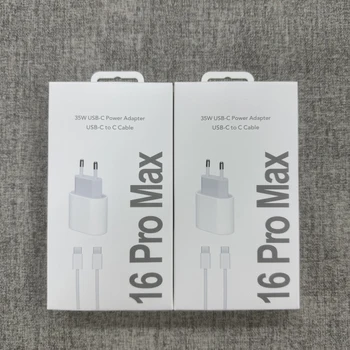 Caricabatterie rapido PD da 35 W per iPhone 16 15 14 Pro Max Adattatore per caricabatterie da muro ad alta velocità Cavo di tipo C Caricatore di ricarica rapida con spina europea