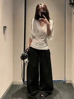Tops plissés sexy à col en V pour femme, style Y2K, Ropa Mujer, mode, tous styles, t-shirts d'été, nouveaux vêtements coréens à manches courtes pour femmes 2026 6