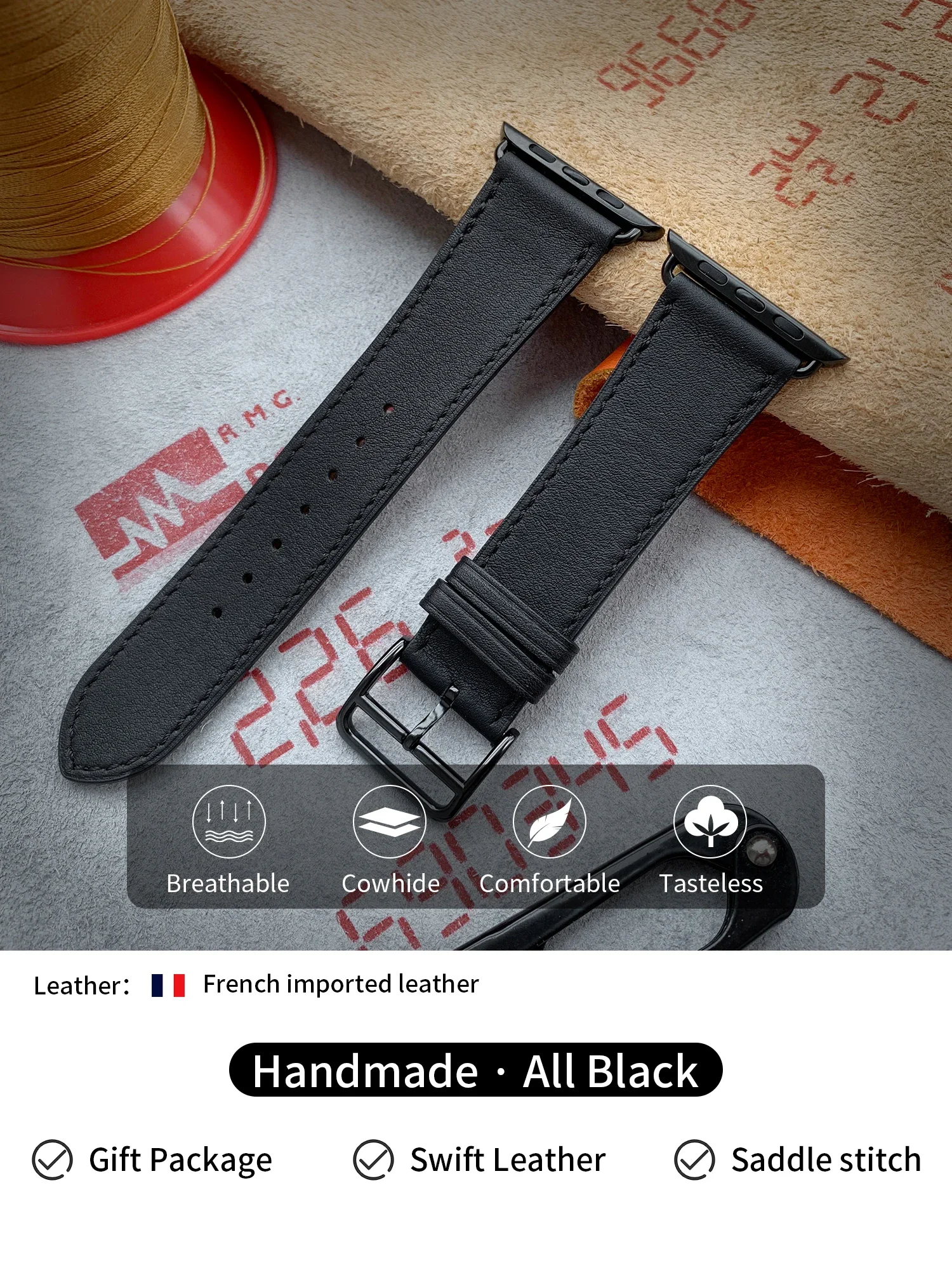 Kebitt Genuine Leather Apple Watch Strap - Elegantly Crafted Watchband