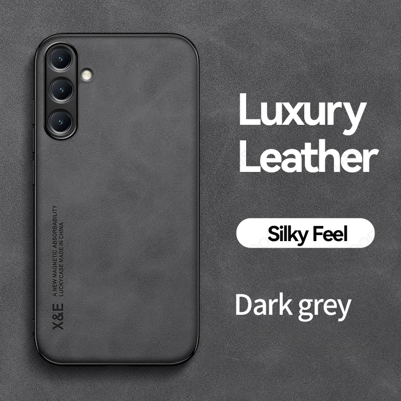Luxury Leather Magnetic Car Mount Phone Case