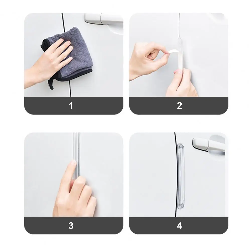Popular Anti-collision Strips Adhesive Transparent Rearview Mirror Strips Door Handle 4Pcs