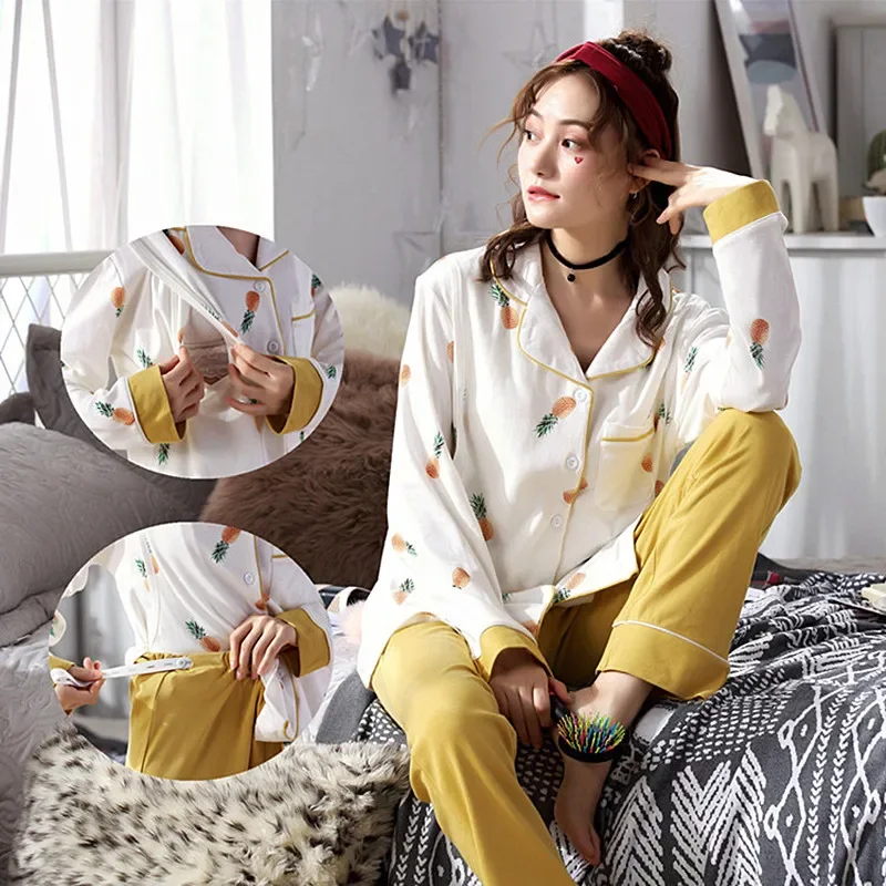 Breastfeeding Pajamas Hospital Breast Feeding Clothes Maternity Nursing Pajama Sets Maternity Nursing Sleepwear Pregnancy Pyjama