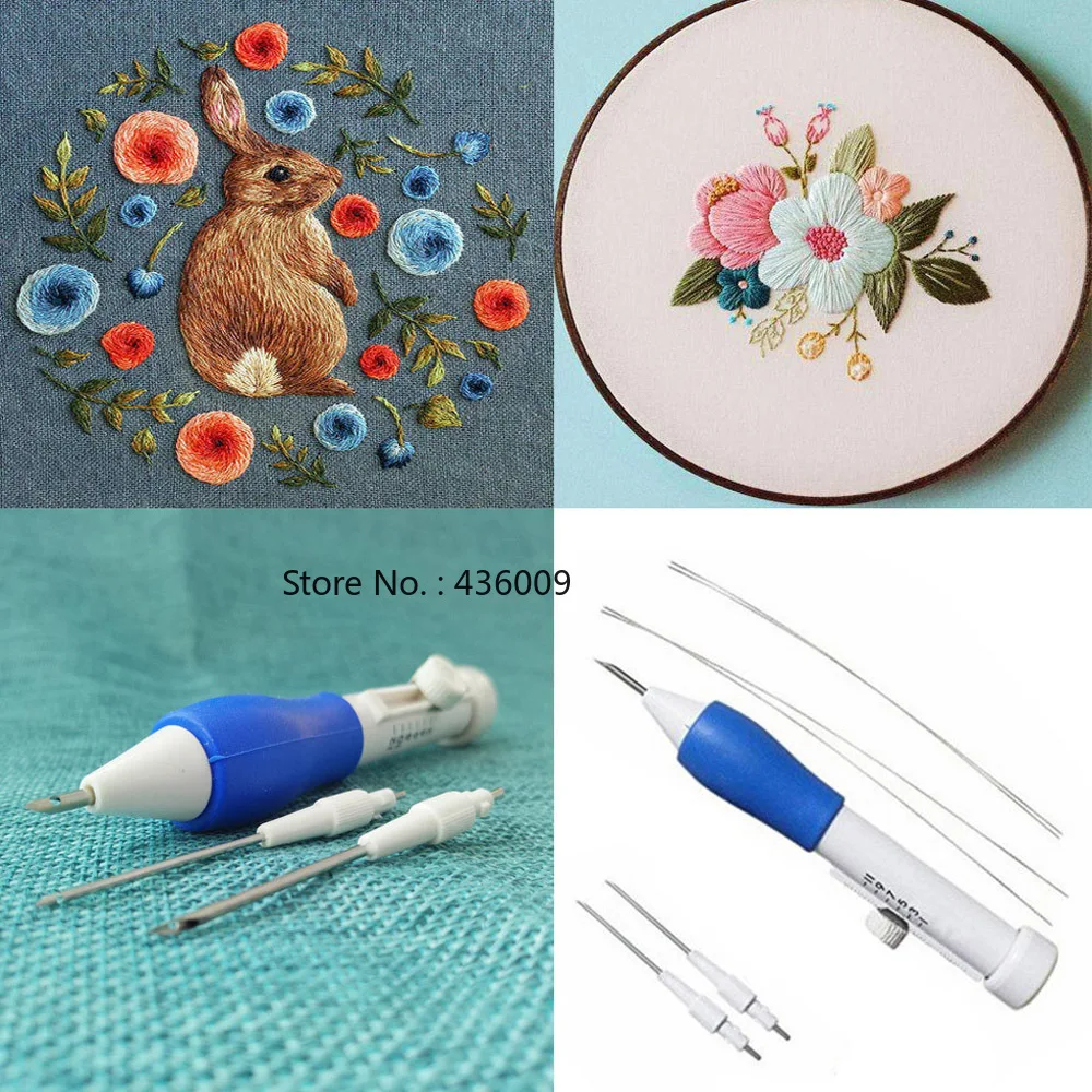 DIY Punch Needle Magic Embroidery Pen Set Stitching Thread Tool Sewing  Craft Kit - Helia Beer Co