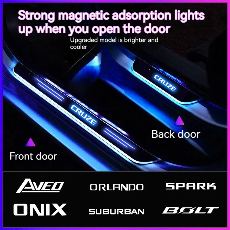 쉐보레 크루즈 볼트 아베오 스파크 오닉스 캡티 카발리에 차량용 무선 LED 웰컴 페달 문턱 조명 통로 분위기 램프