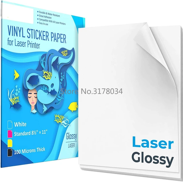 50 Sheets A4 Vinyl Sticker Paper For Laser Printer Glossy White Self Adhesive  Stickers Label Waterproof Decal Paper Sheet - Copy & Multipurpose Paper -  AliExpress