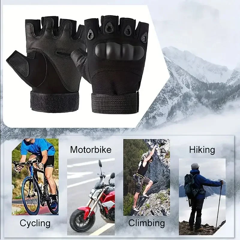 Sports Gloves Finger Gloves Tactical Gloves Outdoor Tactical Half Finger Paintball Airsoft Shot Combat Anti-Skid Men Bicycle Camping Hunting Protective Gear