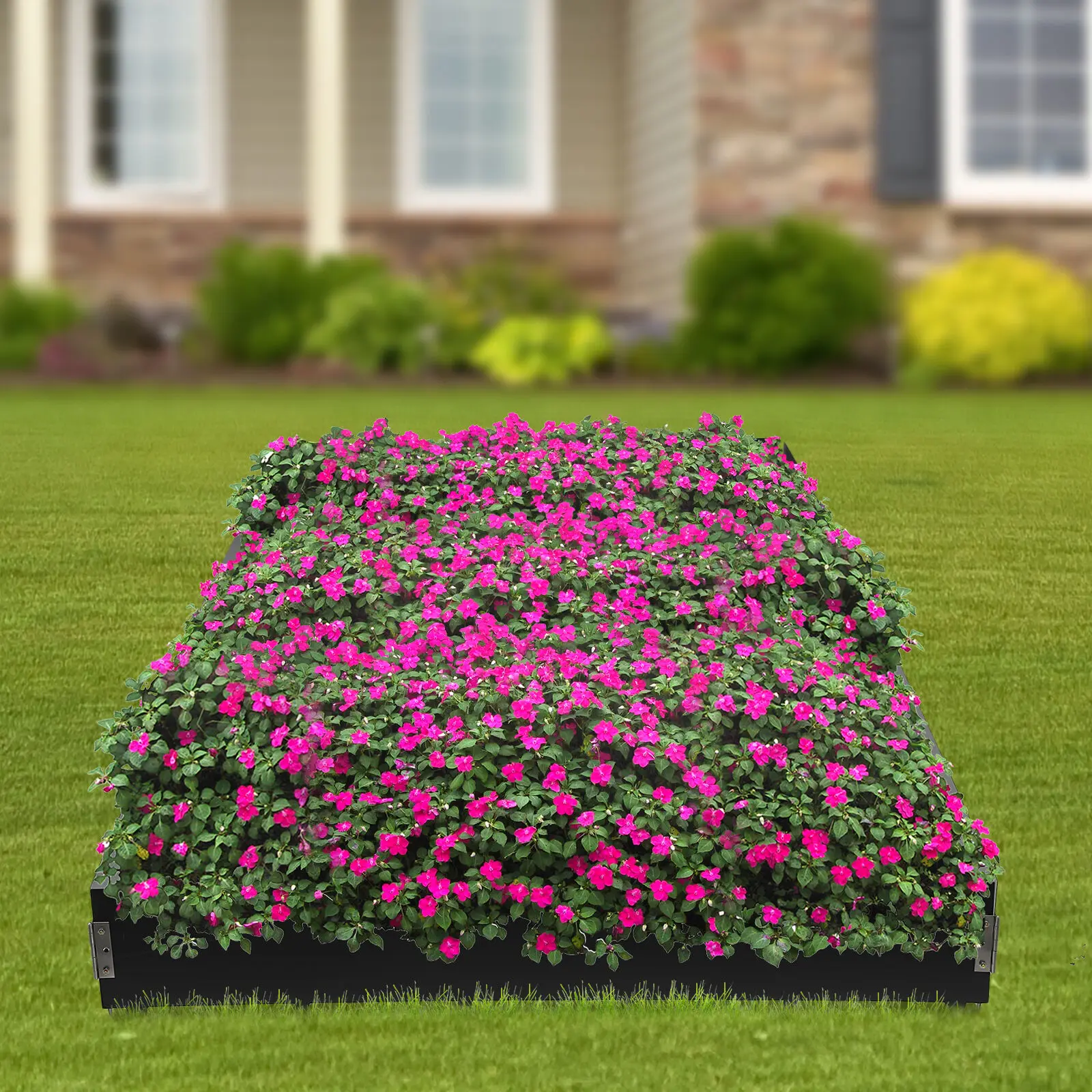 6Pcs Steel Landscape Edging Garden Edging Border Lawn Yard Metal Landscape Border with Hinges Black 40" L x 8.4" D