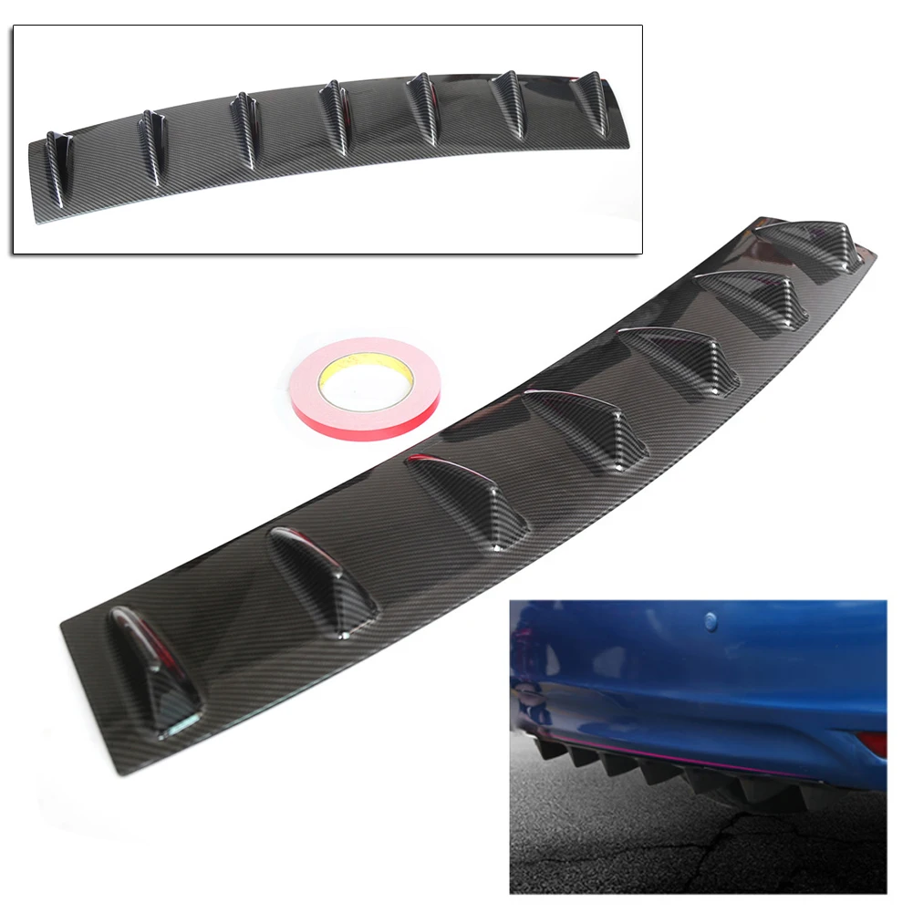 

1x Car Rear Shark Fin 7 Wing Lip Diffuser 33"x6" Bumper Spoiler Carbon Universal