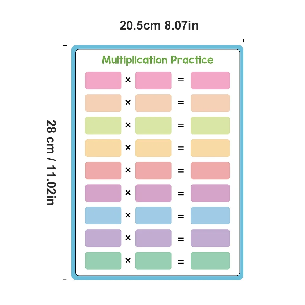 4PCS Dry Erase Multiplication & Division Chart Whiteboard Double Sided Children Learning Math Game for Classroom