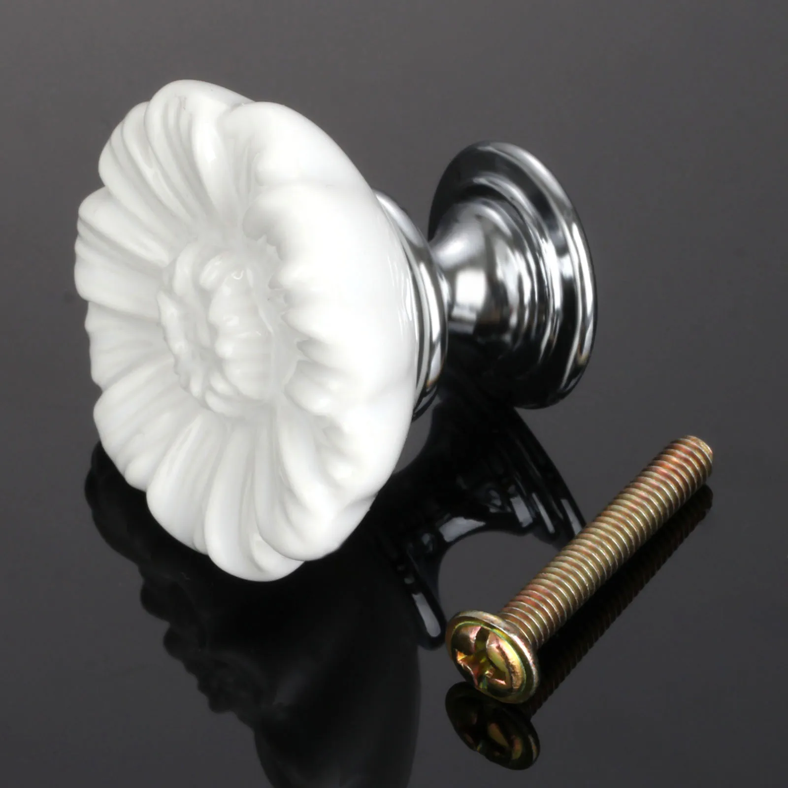 Vintage Ceramic Flower Cabinet Knob 3