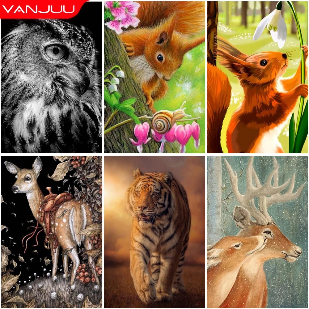 

Animals 5D Diamond Painting Squirrel Tiger Deer Diamond Painting Mosaic Full Drill Diamond Embroidery Painting Home Decor