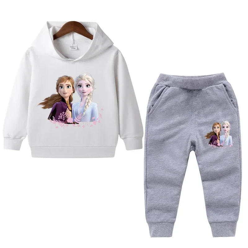 thumbnail image 1 of Ropa de primavera para niños, suéter de manga larga con capucha y pantalón de Frozen Elsa para niñas, conjuntos de 2 piezas, ropa para niñas pequeñas, 1 of 5