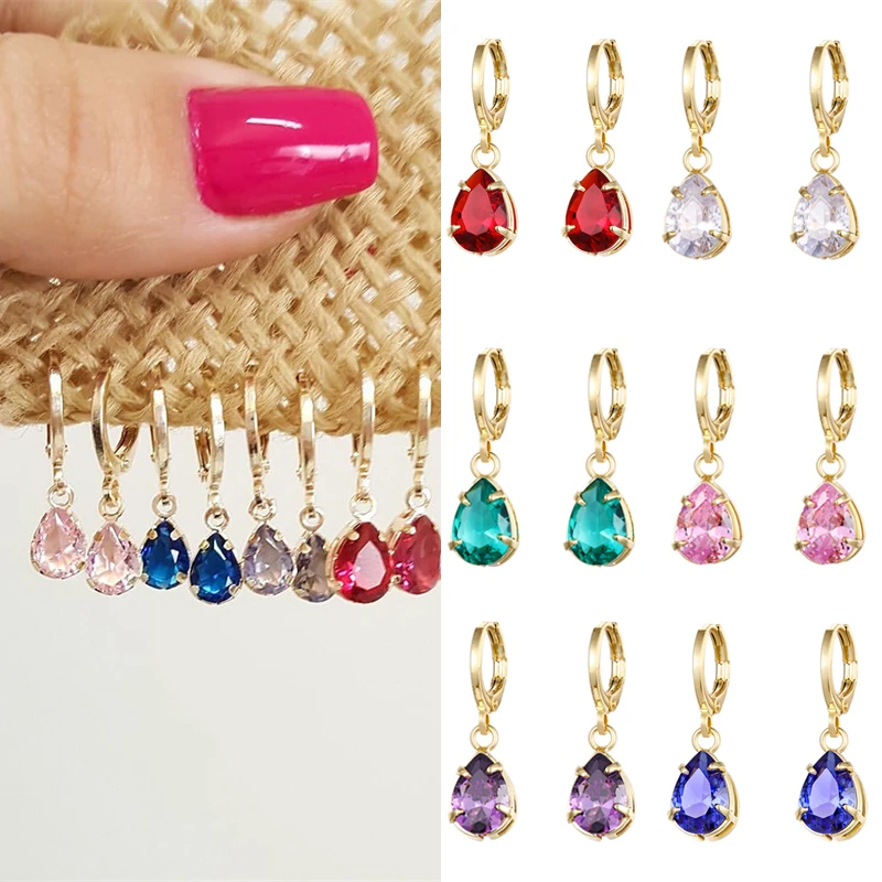 Dangle Earrings Drop Earrings Long Earrings Dome Teardrop Earrings Silver Gold Filled CZ Zircon Long Water Drop Earring For Women Men Jewelry Circle Ear Ring