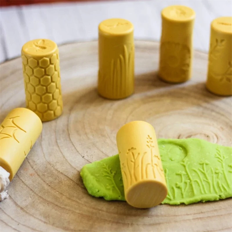 Montesorri Play Dough Stamp Toys Play Dough Fun Sensory Stamper Roller Play Dough Tools Mould Montessori Educational Wooden Toys