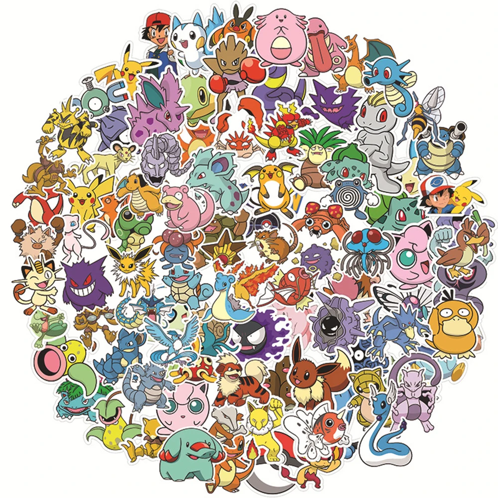 

10/30/50/100pcs Cute Mixed Anime Pokemon Stickers Pikachu Gengar Cartoon Graffiti Sticker Phone Diary Laptop Fun Kids Decals Toy