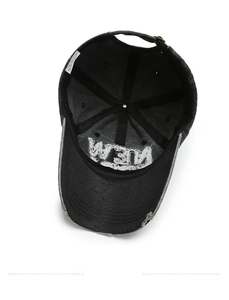 Hat Men's wash cloth letter embroidery Baseball cap American street worn cap casual Sun hat_voghion.com