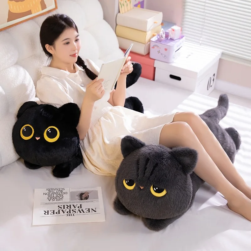 Cute Black Cat Plush Toy Doll Kawaii Big Cuddly Pillow Cushion For Boy Girl Brithday Gifts 50-90cm