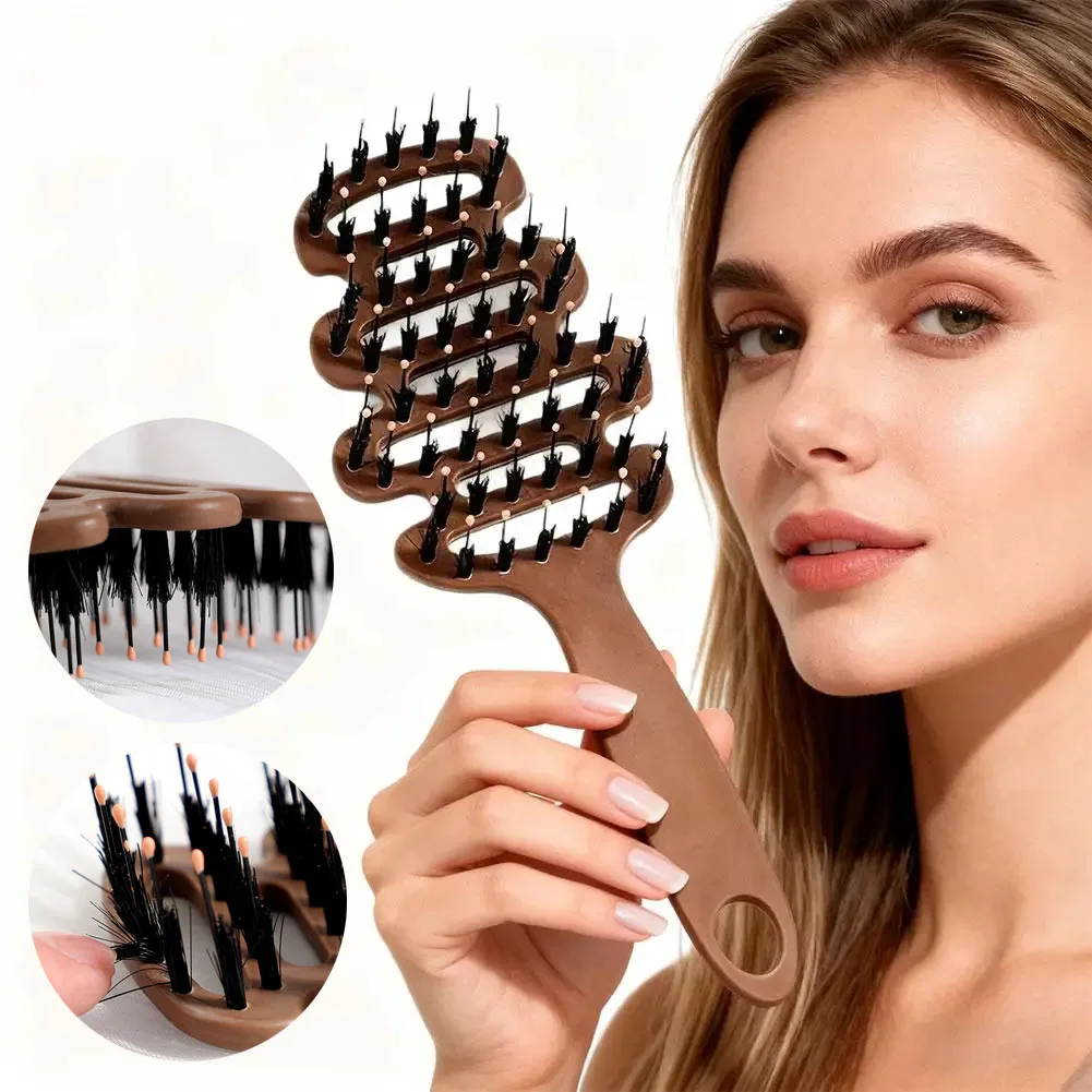 Premium Hollow Boar Bristle Detangling Scalp Massage Hairbrush