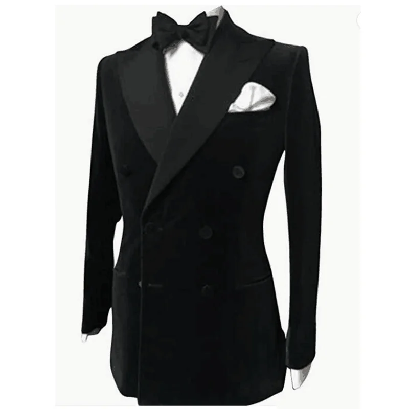 S-6XL Black Velvet Wedding Men Suits Blazer Business Groom Tuxedo Jacket Formal Costume Homme Party Double Breasted Only Coat men suits jackets