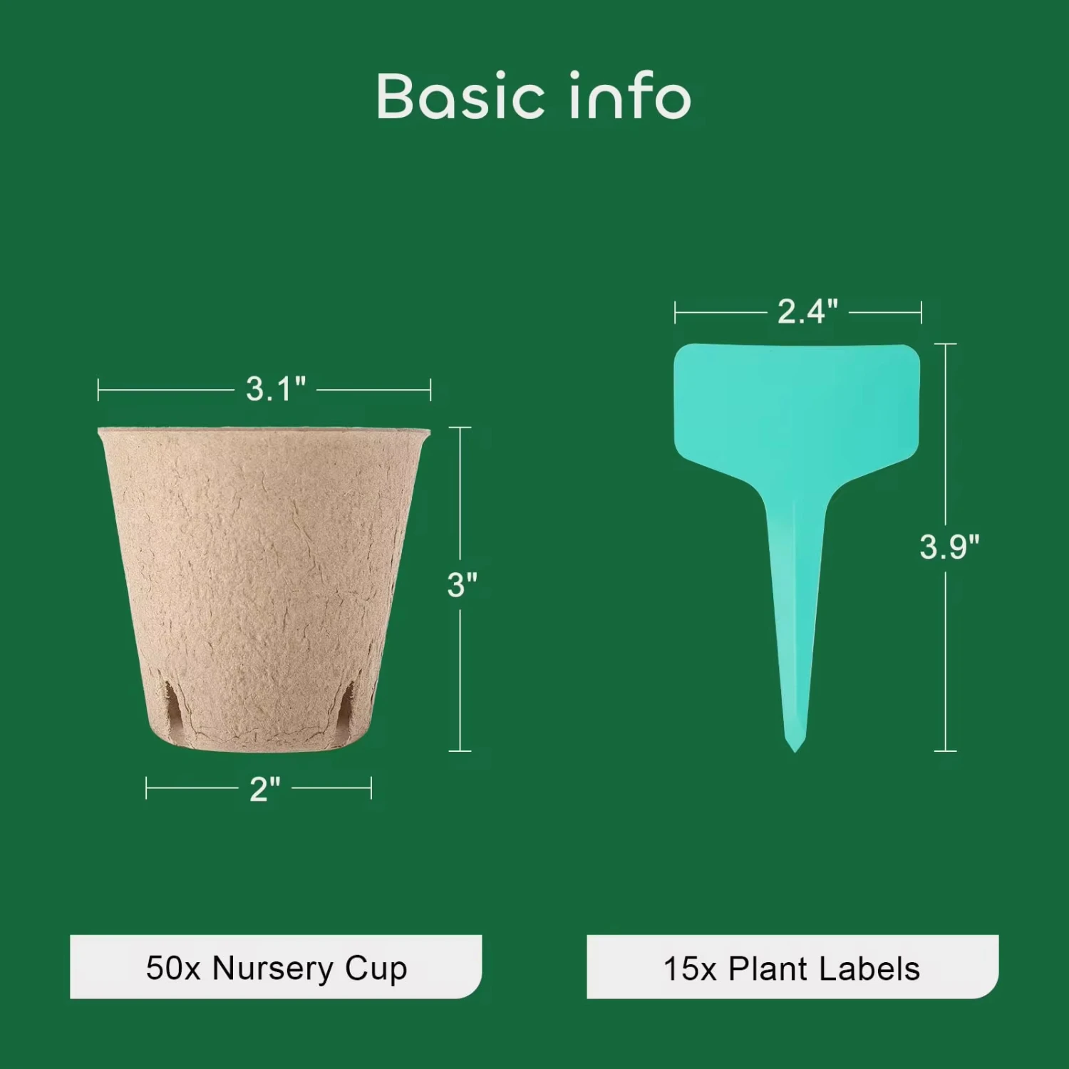 New 50 Packs 3 Inch Peat Pots Plant Starters  Seedling with 15 Pcs Plant Labels, Biodegradable Herb Seed Starter Pots Kits 2