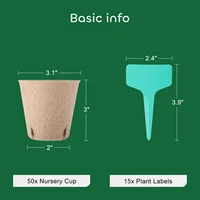 New 50 Packs 3 Inch Peat Pots Plant Starters  Seedling with 15 Pcs Plant Labels, Biodegradable Herb Seed Starter Pots Kits 2