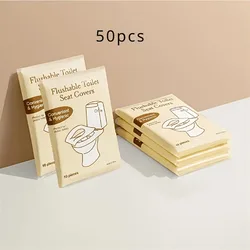 Pack of Disposable Travel Portable Toilet Seat Covers - Large Size, Dissolvable Bathroom Essential (50 Pcs)