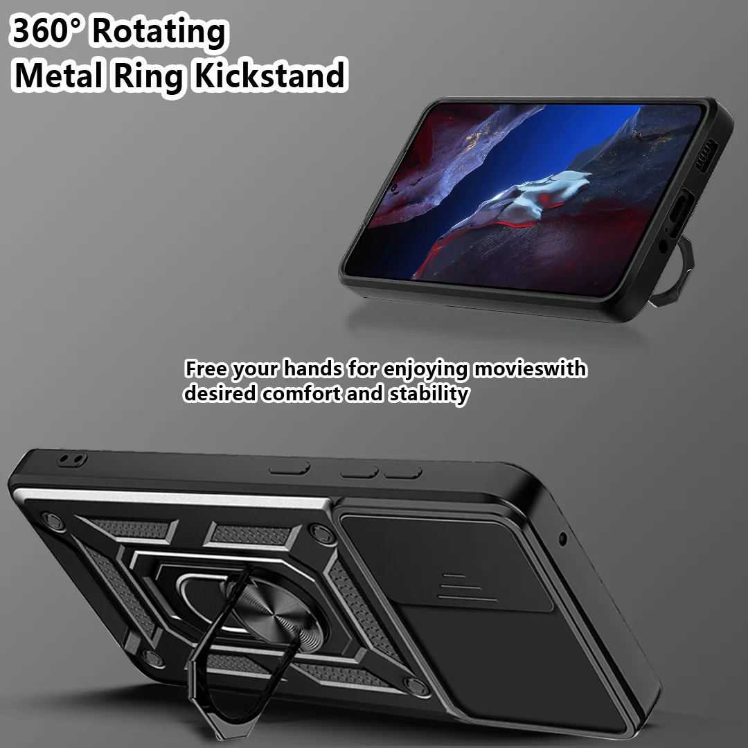 Durable Shockproof Armor Phone Case with Car Holder & Camera Lens Protection for Xiaomi Mi Poco F5 Series