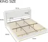 2025 White King Size Floating Bed Frame with LED Lights, Upholstered PU Leather Platform Bed Button Tufted Headboard Storage 2