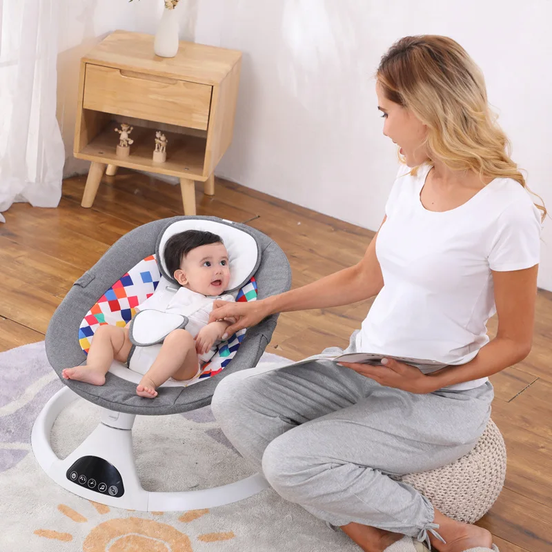 Mecedora eléctrica de lujo para cama de bebé, columpio reclinable, silla de  columpio automática para bebé, cinturón de seguridad de cinco puntos con  Control remoto