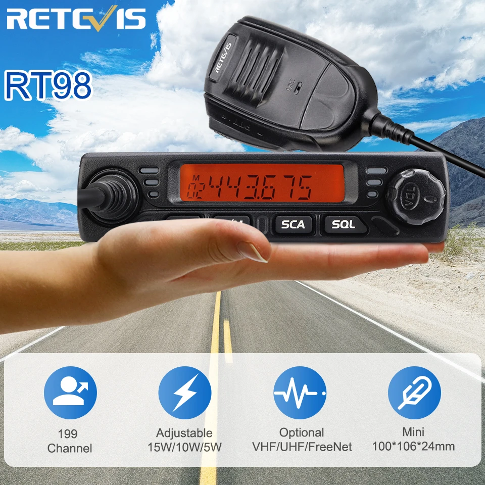 Car Walkie Talkie Radio Station Retevis Rt98 Vhf ( Or Uhf) 15w Car